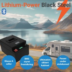 300Ah AOAC Lithium Power Black Steel Batteri m. Bluetooth og App