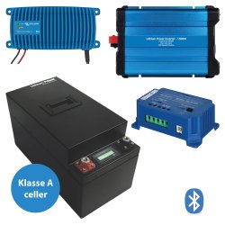 100Ah Lithium Power Black Steel Komplet Pakkelsning m. inverter