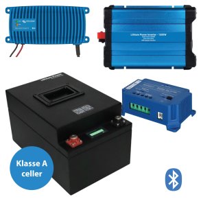 200Ah Lithium Power Black Steel Komplet Pakkelsning m. inverter