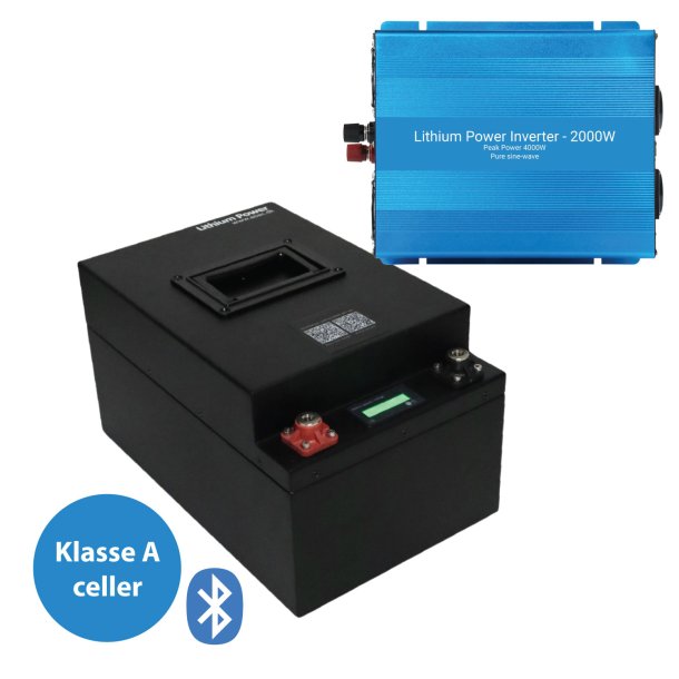 200Ah Lithium Power Black Steel Basis Plus Pakkelsning m. inverter