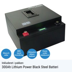 300Ah Lithium Power Black Steel Basis Plus Pakkelsning m. inverter
