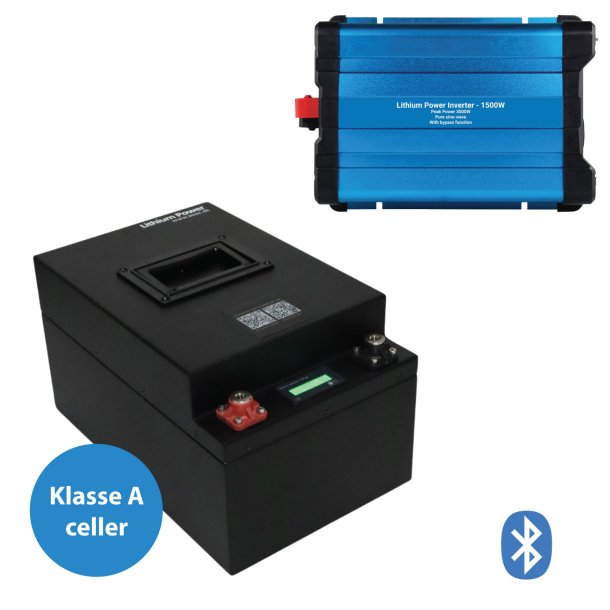 175Ah Lithium Power Black Steel Komplet Pakkelsning m. inverter