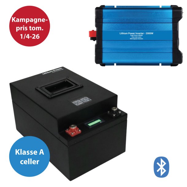 230Ah Lithium Power Black Steel Komplet Pakkel�sning m. inverter