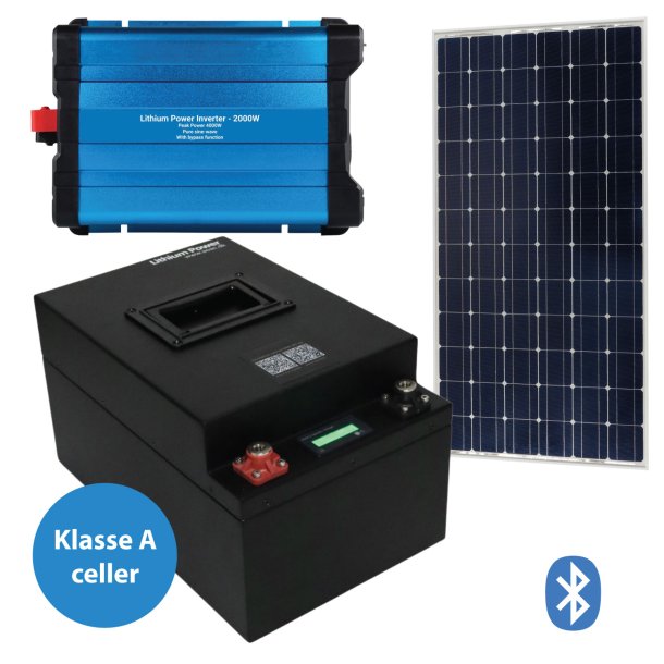 230Ah Lithium Power Black Steel Total pakkel�sning med inverter og solcelle