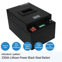 230Ah Lithium Power Black Steel Total pakkel�sning med inverter og solcelle